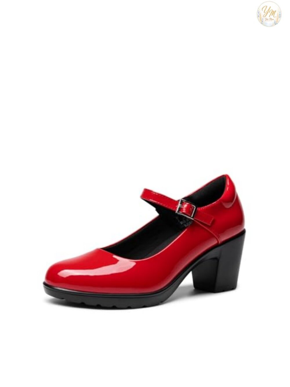 Mary Jane Block Heels with Arch Support & Cushioned Insole - PU Leather
